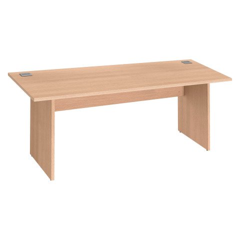 Mesa recta patas rectas Excellens An 180 cm roble claro on panel de fondo recto