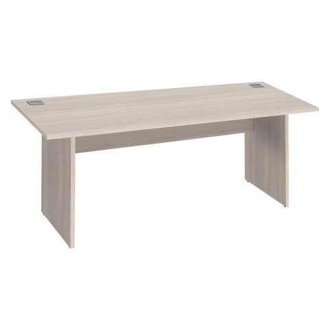 Mesa recta patas rectas Excellens An 180 cm roble gris con panel de fondo recto