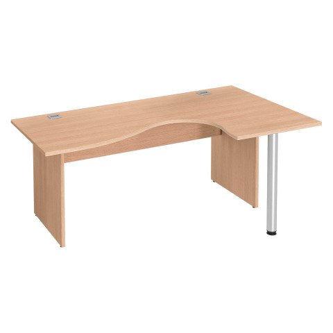 Mesa compacta patas madera recta Excellens roble claro An 180 cm ala derecha con panel de fondo recto