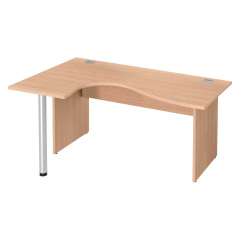 Mesa compacta patas madera recta Excellens roble claro An 160 cm ala izquierda con panel de fondo recto