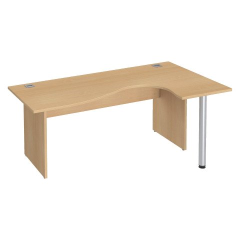 Mesa compacta patas madera recta Excellens haya An 180 cm ala derecha con panel de fondo recto