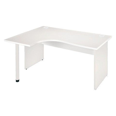 Mesa compacta patas madera recta Excellens blanco An 160 cm ala izquierda con panel de fondo recto