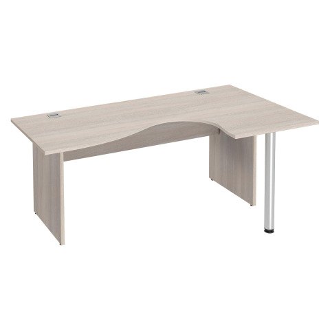 Mesa compacta patas madera recta Excellens roble gris An 180 cm ala derecha con panel de fondo recto