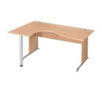 Compacte werkpost Excellens Hout L 160 cm bijzet links L-vormig houten onderstel  - rechte beenafscherming