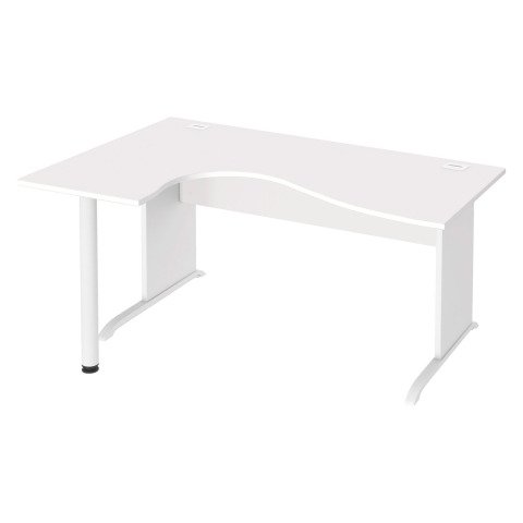 Mesa compacta patas madera en "L" Excellens blanco An 160 cm ala izquierda con panel de fondo recto
