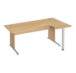 Bureau compact Excellens Bois L 180 cm retour droite plateau pied bois L - voile de fond droit