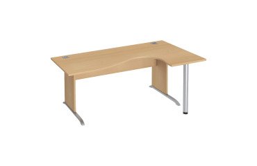 Bureau compact Excellens Bois L 180 cm retour droite plateau pied bois L - voile de fond droit