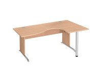Mesa compacta patas madera en "L" Excellens con panel de fondo recto