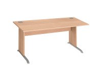 Rechte werkpost Excellens Hout L 160 cm bovenblad en L-vormig houten onderstel - rechte beenafscherming