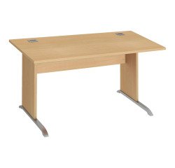 Rechtsschreibtisch Excellens Holz L 140 cm Tischplatte Holzbein L - gerader Sichtschutz