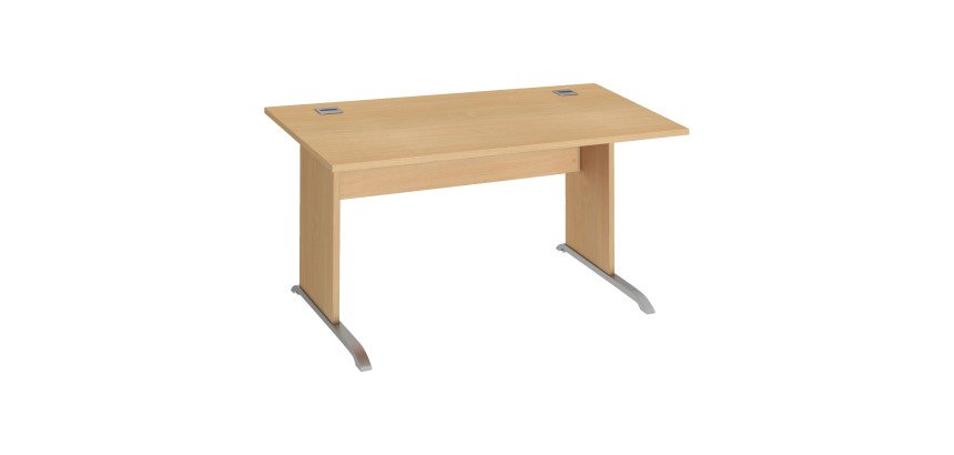 Rechtsschreibtisch Excellens Holz L 140 cm Tischplatte Holzbein L - gerader Sichtschutz