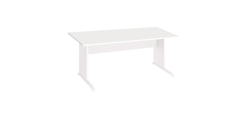 Mesa recta patas madera en "L" Excellens  con panel de fondo recto