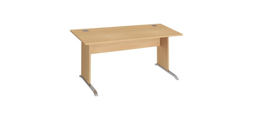 Rechte werkpost Excellens Hout L 160 cm bovenblad en L-vormig houten onderstel - rechte beenafscherming