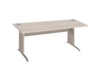 Rechte werkpost Excellens Hout L 180 cm bovenblad grijze eik en L-vormig houten onderstel grijze eik - rechte beenafscherming