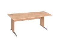 Rechter Schreibtisch Excellens Holz L 180 cm Tischplatte Holzfuss L - gerader Sichtschutz