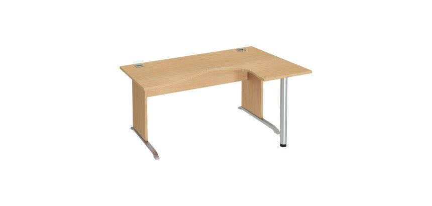 Compact Excellens Desk Wood L 160 cm right return wooden top - straight modesty panel