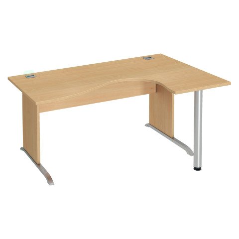 Mesa compacta patas madera en "L" Excellens haya An 160 cm ala derecha con panel de fondo recto