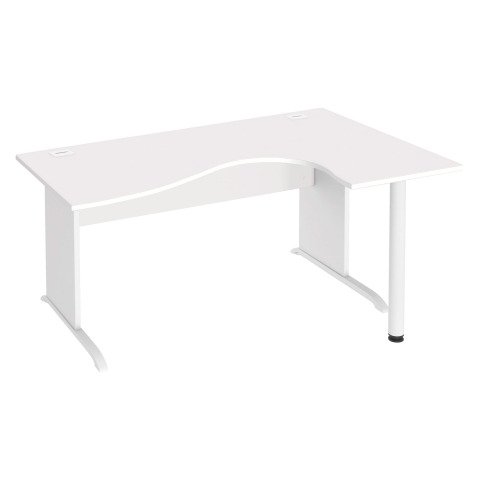 Mesa compacta patas madera en "L" Excellens blanco An 160 cm ala derecha con panel de fondo recto
