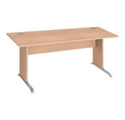 Mesa recta patas madera en "L" Excellens  con panel de fondo recto