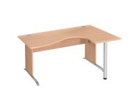 Bureau compact Excellens Bois L 160 cm retour droite plateau pied bois L  - voile de fond droit