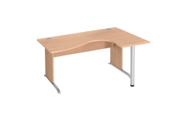 Mesa compacta patas madera en "L" Excellens con panel de fondo recto