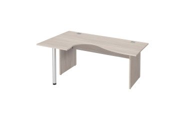 Bureau compact Excellens Bois L 180 cm retour à gauche plateau pied plein - voile de fond droit