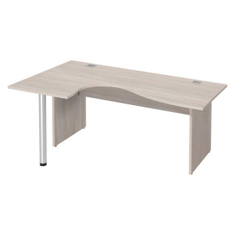 Mesa compacta patas madera en "L" Excellens An 180 cm ala izquierda con panel de fondo recto