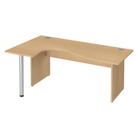 Mesa compacta patas madera en "L" Excellens An 180 cm ala izquierda con panel de fondo recto