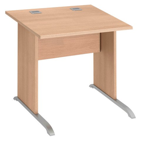 Mesa recta patas madera en "L" Excellens roble claro An 80 cm con panel de fondo recto
