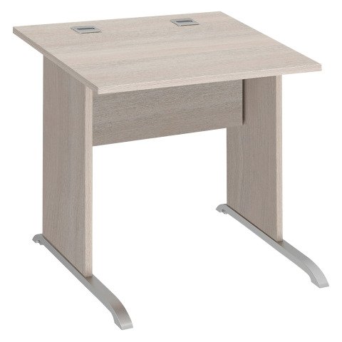Mesa recta patas madera en "L" Excellens roble gris An 80 cm con panel de fondo recto