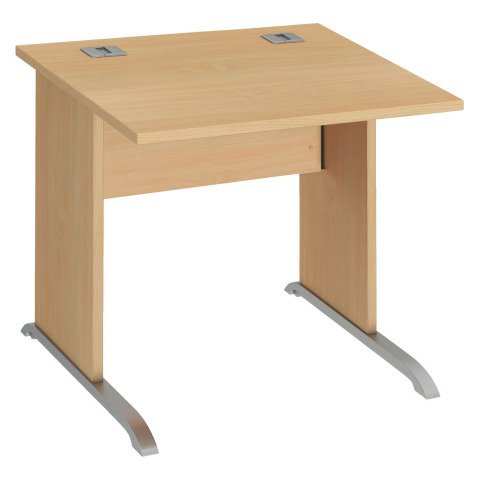 Mesa recta patas madera en "L" Excellens haya An 80 cm con panel de fondo recto