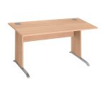 Rechtsschreibtisch Excellens Holz L 140 cm Tischplatte Holzbein L - gerader Sichtschutz