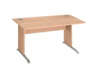 Rechtsschreibtisch Excellens Holz L 140 cm Tischplatte Holzbein L - gerader Sichtschutz