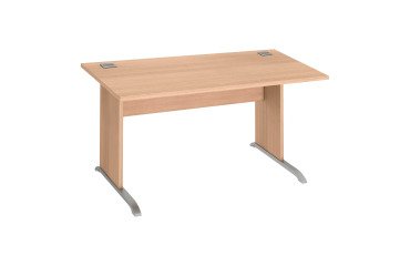 Rechtsschreibtisch Excellens Holz L 140 cm Tischplatte Holzbein L - gerader Sichtschutz