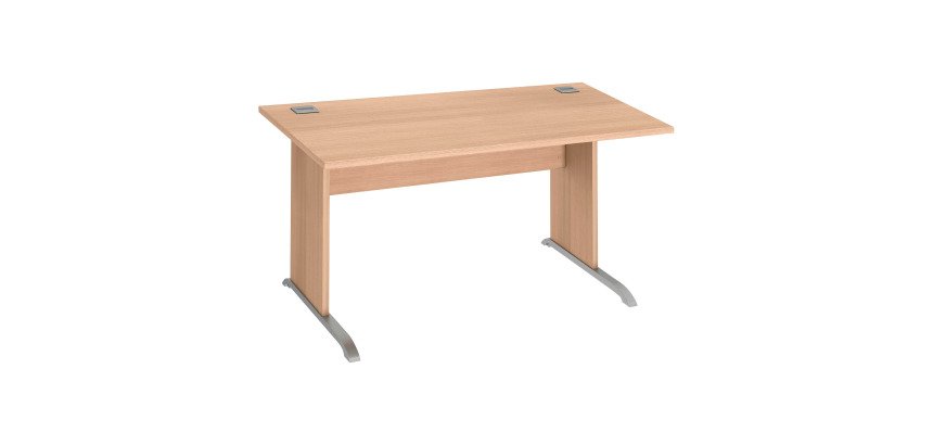 Rechtsschreibtisch Excellens Holz L 140 cm Tischplatte Holzbein L - gerader Sichtschutz