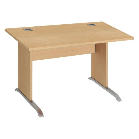 Mesa recta patas madera en "L" Excellens Haya An 120 cm con panel de fondo recto