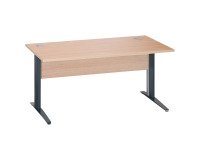 Bureau droit Excellens Métal L 160 cm plateau + voile de fond bois droit chêne clair - pied métal L