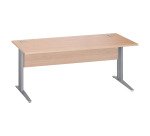 Rechte werkpost Excellens metaal L 180 cm blad + rechte houten beenafscherming lichte eik - metalen poot L