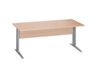 Schreibtisch Excellens Metall L 180 cm Platte + Sichtblende Holz gerade Eiche hell - Metallfuß L