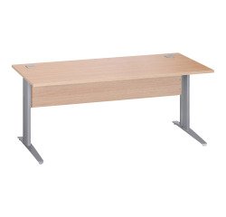 Schreibtisch Excellens Metall L 180 cm Platte + Sichtblende Holz gerade Eiche hell - Metallfuß L