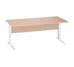 Right desk Excellens Metal L 180 cm top + modesty panel wood straight light oak - metal leg L