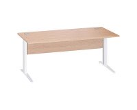 Right desk Excellens Metal L 180 cm top + modesty panel wood straight light oak - metal leg L
