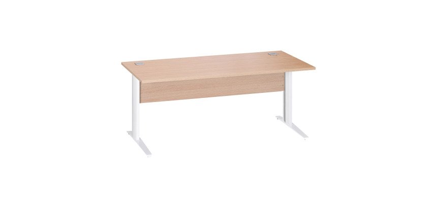 Right desk Excellens Metal L 180 cm top + modesty panel wood straight light oak - metal leg L