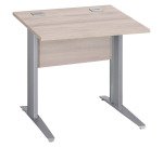 Bureau droit Essens Métal L 80 cm plateau + voile de fond bois droit chêne gris - pied métal L