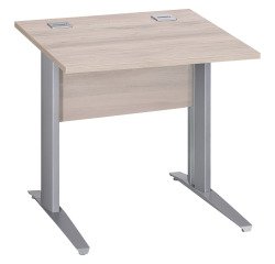 Bureau droit Essens Métal L 80 cm plateau + voile de fond bois droit chêne gris - pied métal L