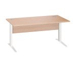 Bureau droit Excellens Métal L 160 cm plateau + voile de fond bois droit chêne clair - pied métal L