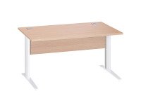 Gerader Schreibtisch Excellens Metall L 140 cm Platte + Sichtblende Holz gerade Eiche hell - Metallfuß L