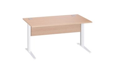 Gerader Schreibtisch Excellens Metall L 140 cm Platte + Sichtblende Holz gerade Eiche hell - Metallfuß L