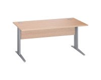 Gerader Tisch Excellens Metall L 160 cm Platte + Holzanbindung gerade hell Eiche - Metallfuß L