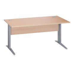 Gerader Tisch Excellens Metall L 160 cm Platte + Holzanbindung gerade hell Eiche - Metallfuß L